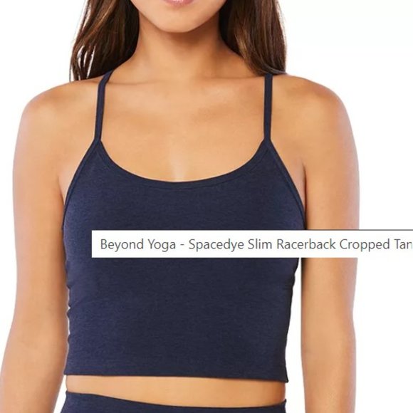 Beyond Yoga Tops - Beyond Yoga Slim Crop Tank Long Sports Bra Size L Space Dye Navy Blue Racerback